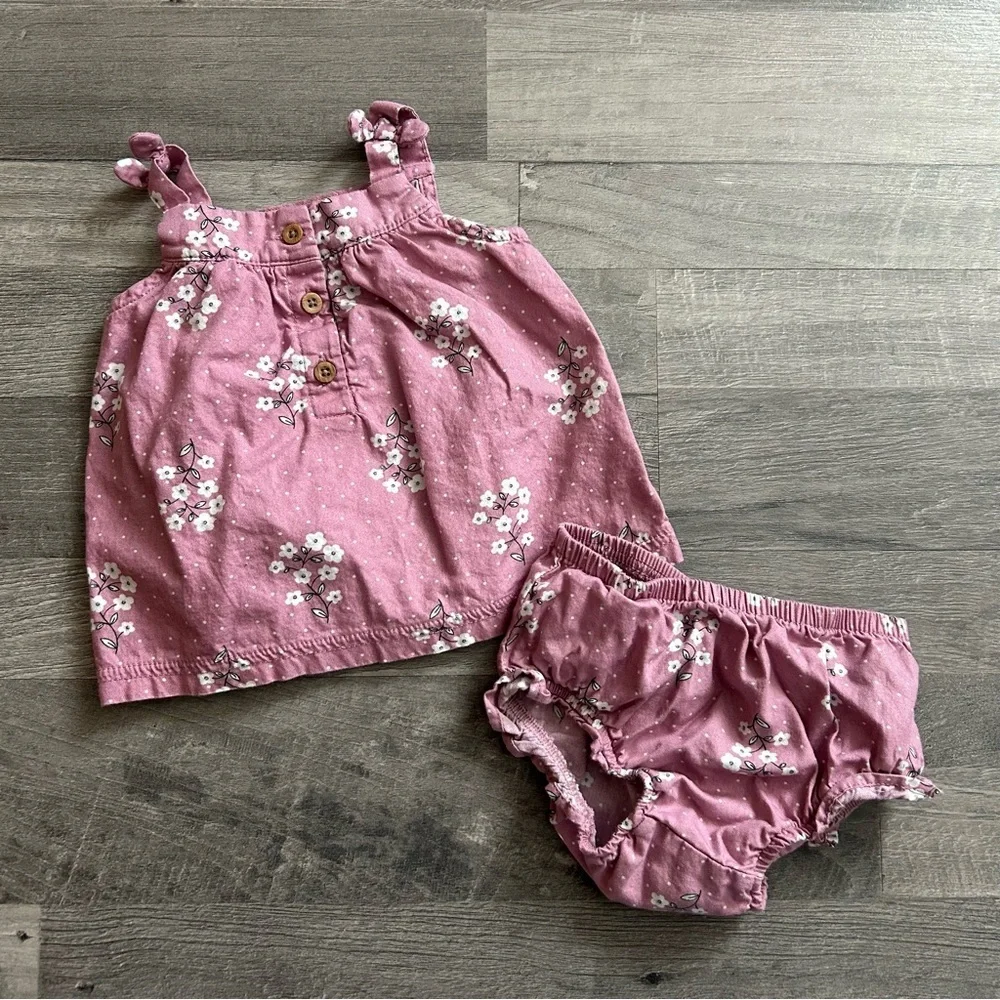 Carter's Baby Girl 2-Piece Floral Button Front Top & Diaper Cover 6M
